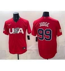 Men USA Baseball 99 Aaron Judge Red World Baseball Classic Stitched Jersey Men USA Baseball 99 Aaron Judge Red World Baseball Classic Stitched Jersey
