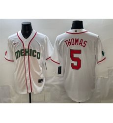 Men Mexico Baseball  5 Alek Thomas White 2026 World Baseball Classic Home Stadium Stitched Jersey