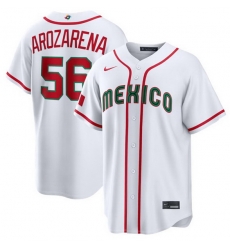 Men Mexico Baseball 56 Randy Arozarena White 2026 World Baseball Classic Home Stadium Stitched Jersey Men Mexico Baseball 56 Randy Arozarena White 2026 World Baseball Classic Home Stadium Stitched Jersey