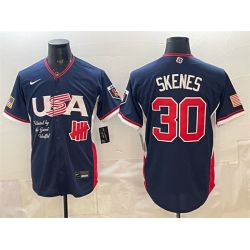 Men USA Baseball x Undefeated  30 Paul Skenes Navy 2026 World Baseball Classic Stadium Stitched Jersey