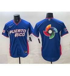 Men Puerto Rico Baseball Blue 2026 World Baseball Classic Big Logo Road Stadium Stitched Jersey
