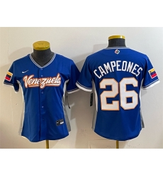 Youth Venezuela Baseball  26 Campeones Royal 2026 World Baseball Classic Road Stadium Stitched Baseball Jersey