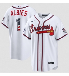 Men Atlanta Braves  1 Ozzie Albies White 2026 All Star Edition Stars   Stripes Stadium Pick A Player Stitched Baseball Jersey