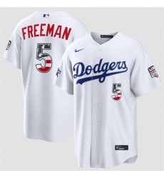 Men Los Angeles Dodgers  5 Freddie Freeman White 2026 All Star Edition Stars   Stripes Stadium Pick A Player Stitched Baseball Jersey