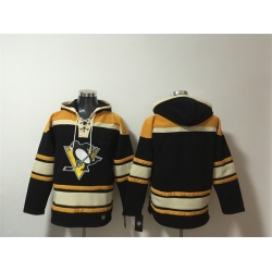 Men Pittsburgh Penguins Blank Black Lace Up Pullover Hoodie