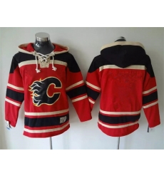 Men Calgary Flames Blank Red Black Ageless Must Have Lace Up Pullover Hoodie